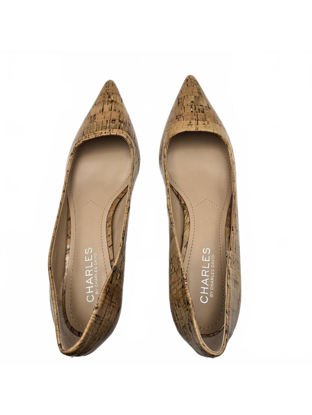 Charles by Charles David Drew Cork Print Kitten Heel Pointed Toe Pumps Size 6.5M - Picture 4 of 9